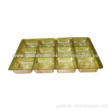Gold PVC/PET plastic tray for cake, can be customized, 15 years golden manufacturer